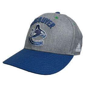 Adidas Vancouver Canucks Adjustable Hat NHL Embroidered Hockey Canada Blue Gray